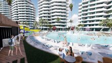Three-room apartments overlooking the popular Long Beach