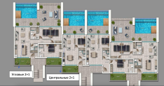 Exotic 2+1 apartment complex with a private swimming pool