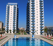 One-bedroom apartments in a high-rise complex near the Long Beach